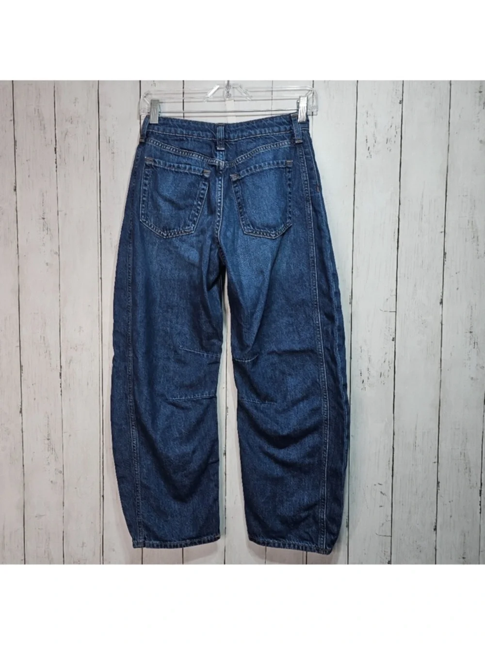 Gap Kids Girls Horseshoe Barrel Leg Blue 100% Cotton Denim Jeans Pockets Size 12